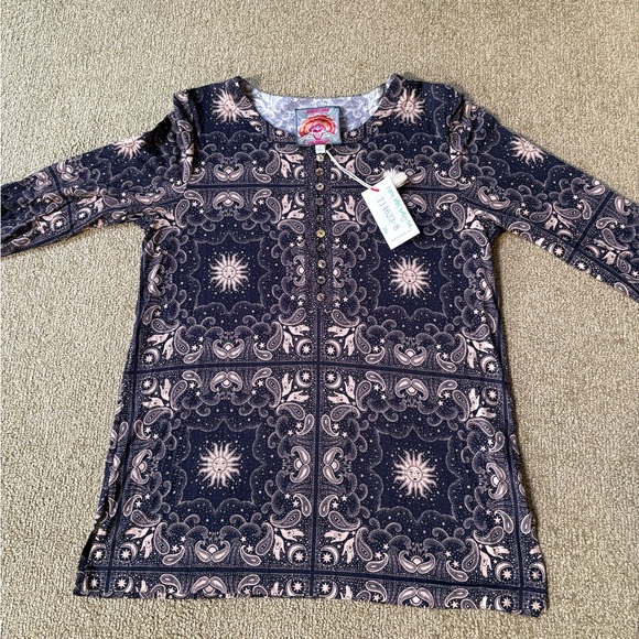 Johnny Was Runa button Henley tee NWT small - Picture 5 of 10